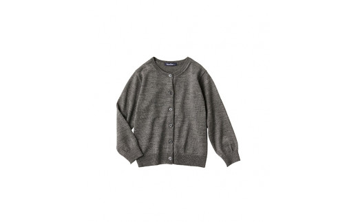 6-131 【ファミリア】丸首カーディガン　アクリル60％ウール40％　※グレー　９０ｃｍ　ALPEB004-GRY-90