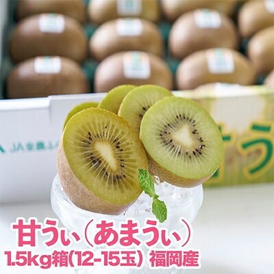 【ふるさと納税】福岡限定!ブランドキウイ「甘うぃ(あまうぃ)」約1.5kg箱(12-15玉)(大野城市)_ キウイ キウイフルーツ フルーツ 果物 くだもの ふるーつ 青果 国産 産地直送 ブランド 福岡 高糖度 送料無料 【配送不可地域：離島】【1125950】