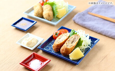 【波佐見焼】麻彫り　レリーフ　角皿　中 紅　2枚セット　食器 皿【翔芳窯】[FE419]