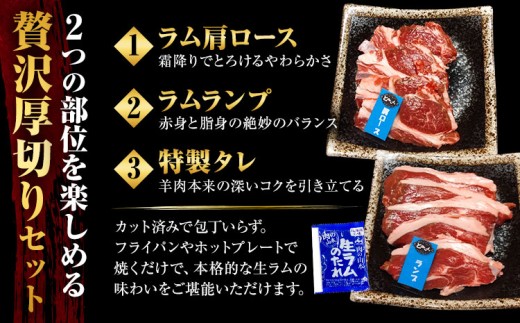 ロイヤルセット 厚切り ジンギスカン 400g ラム肩 ラムランプ タレ付き ラム肉 焼肉 北海道 日高町 送料無料 お裾分け ギフト キャンプ 時短 《60日以内に出荷予定(土日祝除く)》