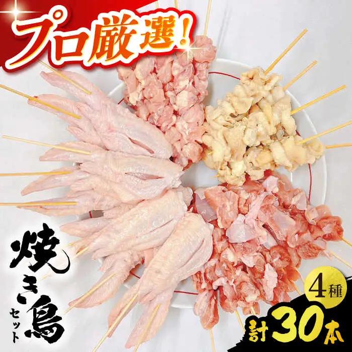 【旨味凝縮！】九州産 鶏三昧 焼き鳥セット 4種類 30本 / やきとり ヤキトリ 焼鳥 串セット 国産 冷凍 小分け / 南島原市 / ふるさと企画[SBA076]