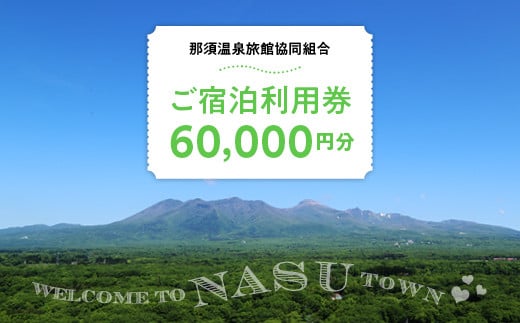 栃木県那須町で使える 共通宿泊利用券 60,000円分（3,000円×20枚）〔I-9〕｜宿泊 旅行 チケット 宿泊券 温泉 露天風呂 旅行券 ホテル 観光 国内旅行 那須 栃木県 那須町