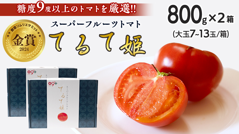  てるて姫 小箱 約800g × 2箱 【7～13玉/1箱】 てるてひめ 糖度9度 以上 野菜 フルーツトマト フルーツ トマト とまと [AF039ci]