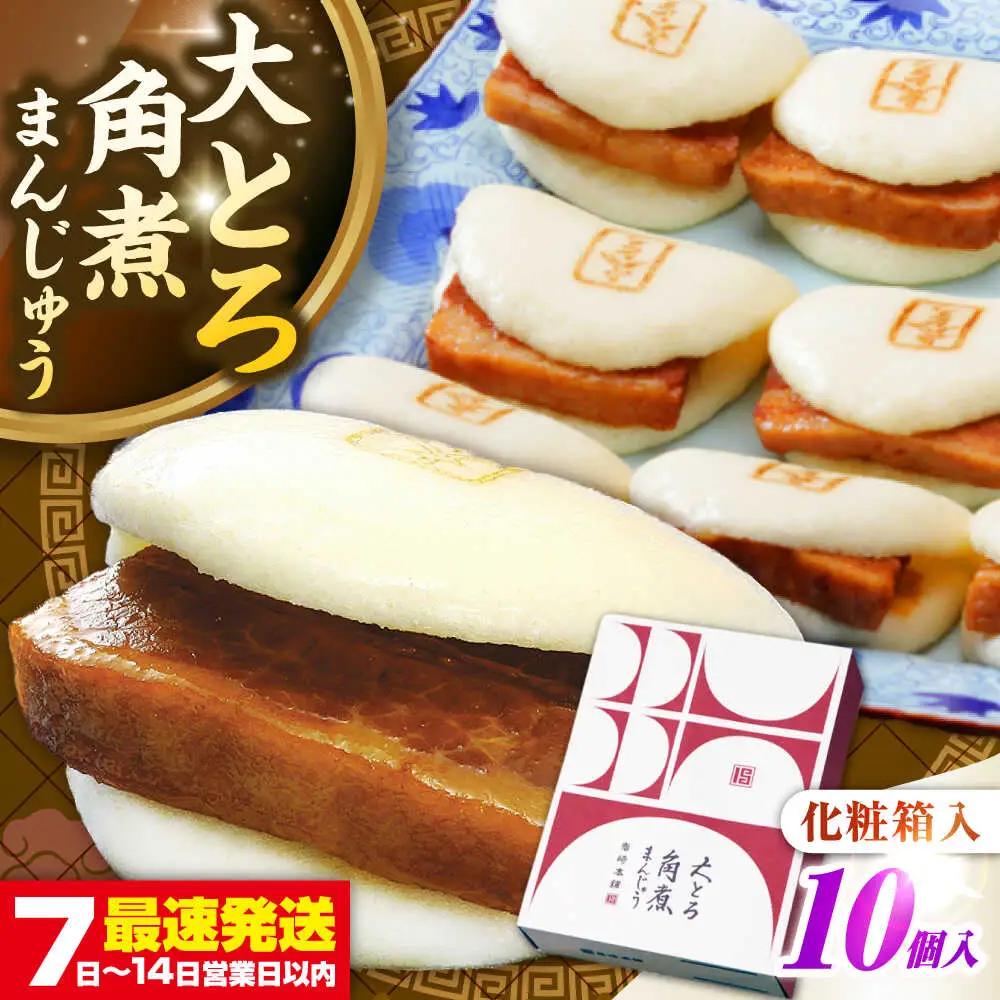 【化粧箱入り】 長崎大とろ角煮まんじゅう （10個）　《壱岐市》【岩崎本舗】冷凍 豚 豚角煮 角煮饅頭 簡単調理 おやつ お取り寄せ 長崎[JHA046]