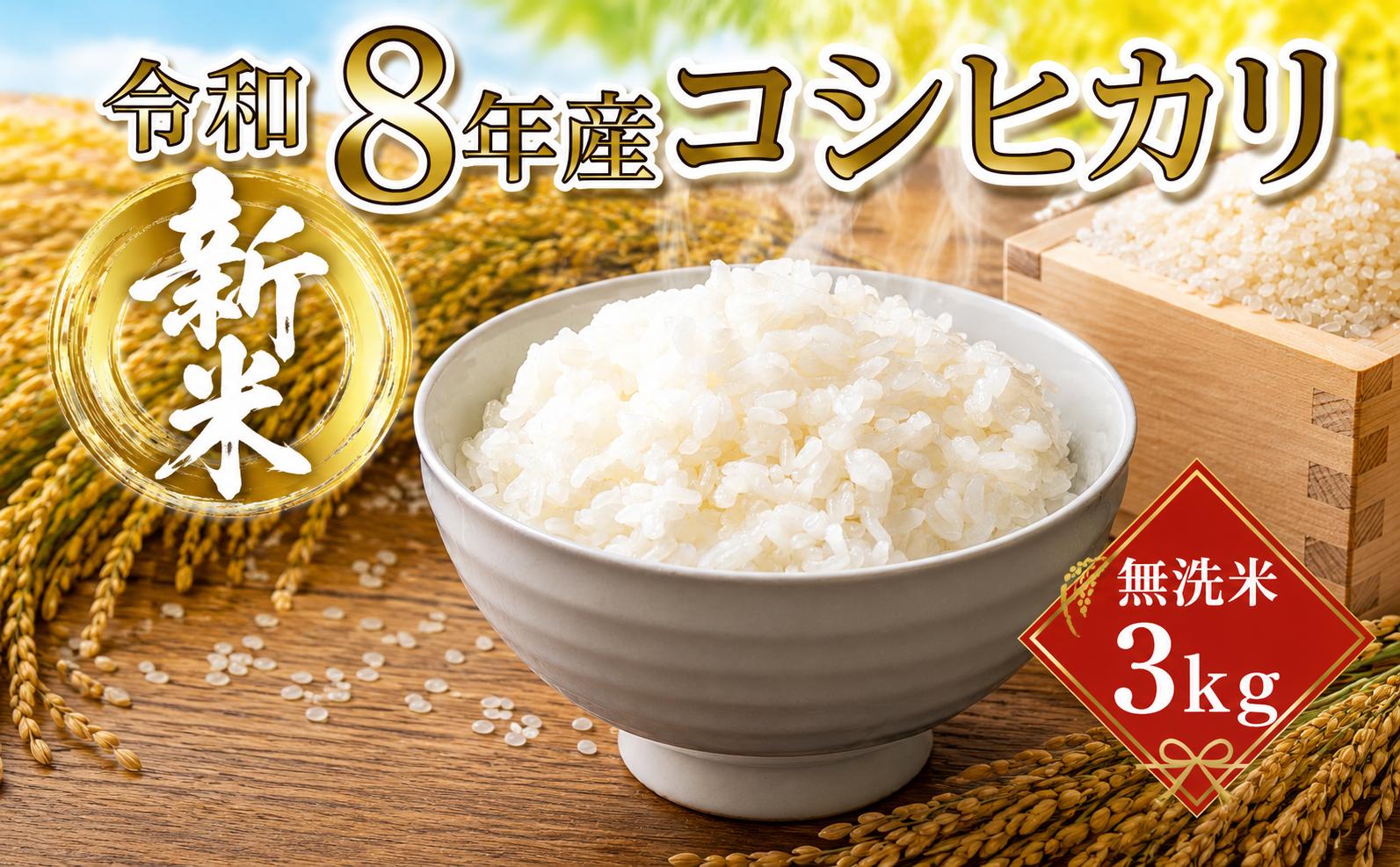 
                  令和8年産 無洗米 コシヒカリ 3kg 新米 米 お米 数量限定 ご飯 ごはん コメ 白米 ライス むせんまい こしひかり 先行予約 2026年産 R8産 無洗米3kg 無洗米3キロ 米3kg 3キロ 銘柄米 茨城県 筑西市新生活 応援 kome okome 茨城県産 国産 産地直送 ※ 関東 茨城 筑西
                