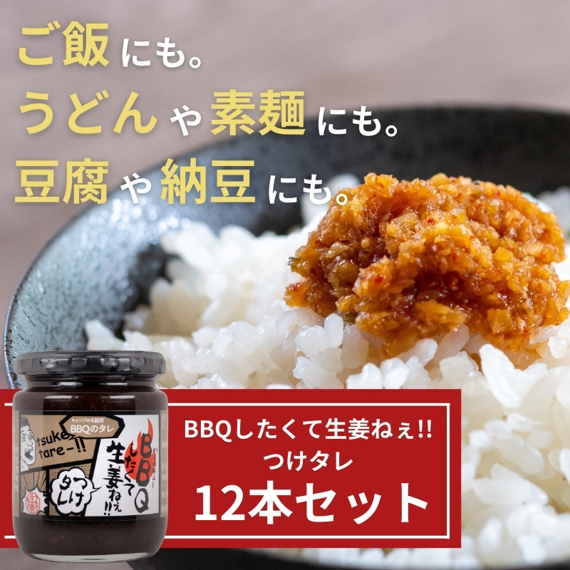 BBQしたくて生姜ねぇ!!つけタレ12本セット 【しょうが 国産 醤油漬け バーベキュー 焼肉 たれ ごはんのお供 お弁当 調味料 おつまみ 肴 薬味 隠し味 猪苗代町 福島県】