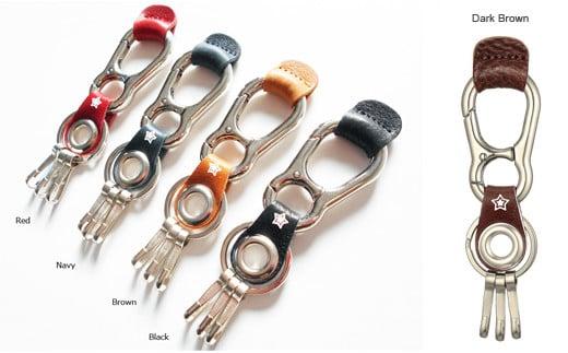 005-108　【ブラウン】本革 カラビナキーホルダー 日本製