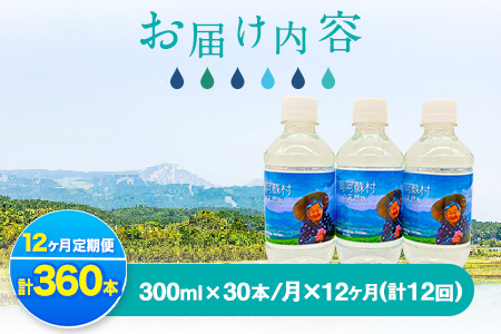 【12か月定期便】南阿蘇村 天然水 300mlボトル×30本（かなばあちゃんラベル）12回お届けで計360本！ ハイコムウォーター 《お申込み月の翌月から出荷開始》 熊本県南阿蘇村 天然水