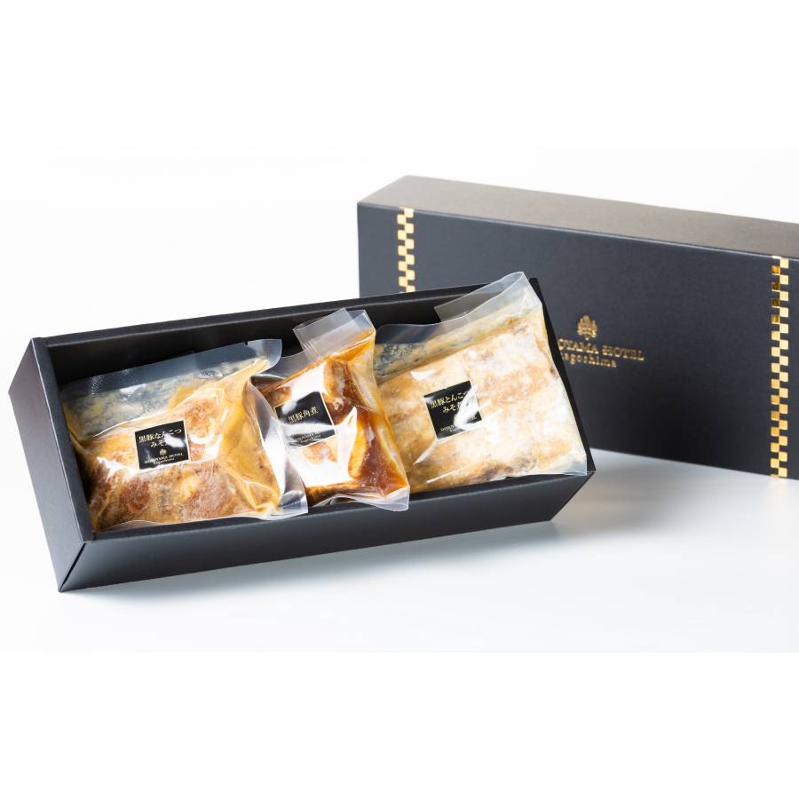 ＜SHIROYAMA　HOTEL　kagoshima＞黒豚３種煮込み角煮150ｇ×1　なんこつ煮150ｇ×1　とんこつ煮200ｇ×1