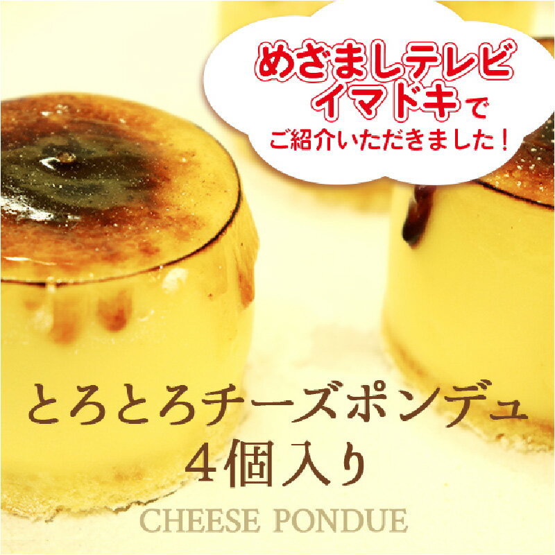 【ふるさと納税】とろとろチーズポンデュ（4個入）【 チーズケーキ 濃厚 ほろ苦 キャラメル しっとり チーズフォンデュ とろり スイーツ デザート 冷凍 お菓子 洋菓子 送料無料 】＼冷たい状態ではしっとり濃厚に、温めるとチーズフォンデュのよう／