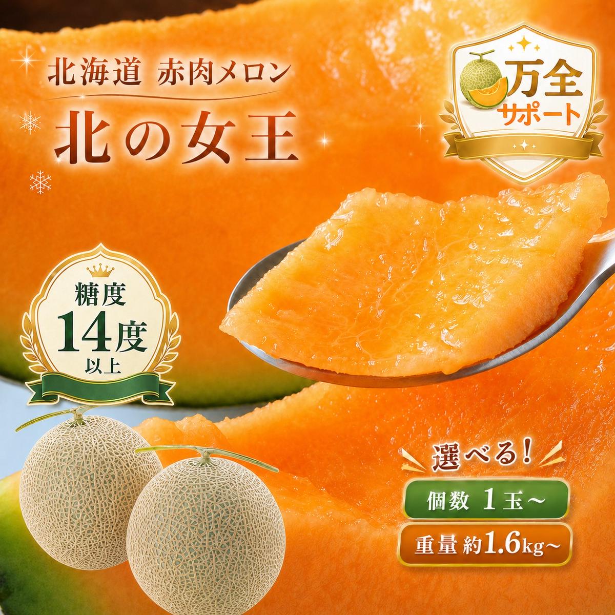 【ふるさと納税】〈先行受付〉【2027年夏発送】北海道 赤肉メロン 北の女王 選べる内容量 令和9年 メロン 果物 フルーツ 旬 季節 希少 貴重 甘い 豊潤 国産 デザート ご褒美 産地直送 ギフト お祝い 贈答品 贈り物 常温　お届け：2027年7月上旬から7月下旬に順次発送