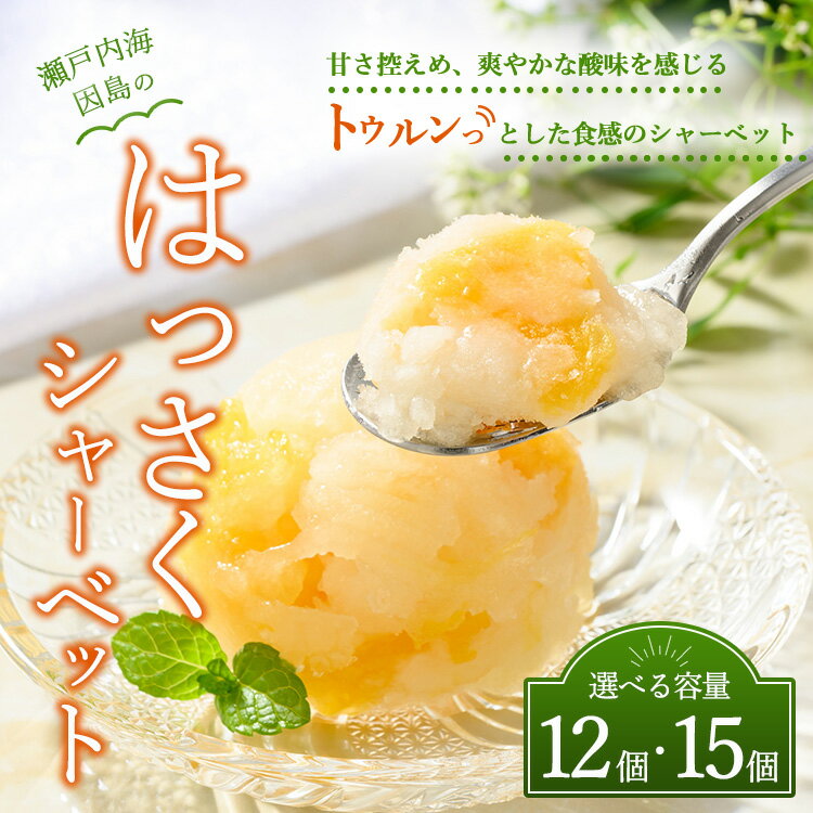 【ふるさと納税】【選べる内容量】因島のはっさくシャーベット（未凍結）12個入り・3箱 15個セット（1箱75g×5個入）