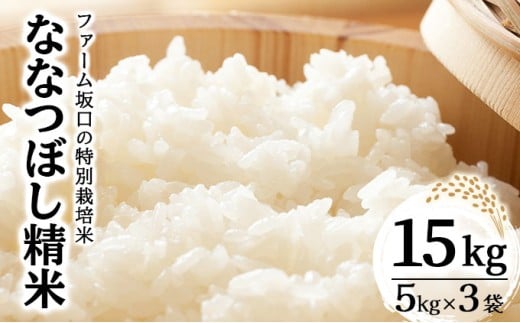 《令和 7 年産》お米 ななつぼし精米 15kg (5kg×3袋)｜米 精米 北海道 岩 見沢市 ファーム坂口の特別栽培米
