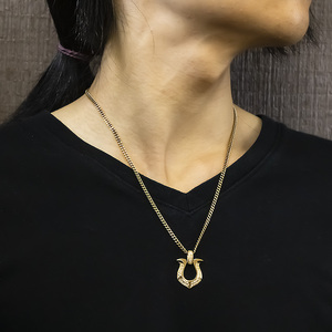 18金 ペンダントトップ メンズ 馬蹄 ネックレス ダイヤモンド 0.53ct ゴールド 18k ネックレス 大きめ 蹄鉄 バテイ ホースシュー イエローゴールドK18 190911100ym-ｇ S