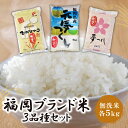 【ふるさと納税】無洗米 福岡ブランド米3品種セット(各5kg) ヒノヒカリ 元気つくし 夢つくし 食べ比べ お米 白米 送料無料 U17-02