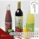 【ふるさと納税】かみのやま プレミアムワイン と フルーツジュース 家飲み 3本 セット 赤ワイン 日本ワイン 渡辺畑 ぶどう ラ・フランス ジュース お取り寄せ 送料無料 山形県 上山市 0141-2332