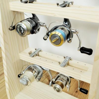 ふるさと納税 横手市 ロッドスタンド10本掛け+リールスタンド片面Mサイズ 【本体:ナチュラル　フェルト:ブラック】 |  | 02