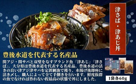 鮮度抜群！豊後水道 海鮮丼 5種 食べ比べ セット 各1食 | まぐろ ぶり たい さば あじ 津久見市