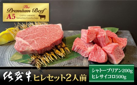 【A5ランク 超希少部位】佐賀牛 ヒレセット 2人前（シャトーブリアン 200g+ヒレ サイコロステーキ 500g）  [HAD097] 肉 肉 肉 肉 肉 肉 