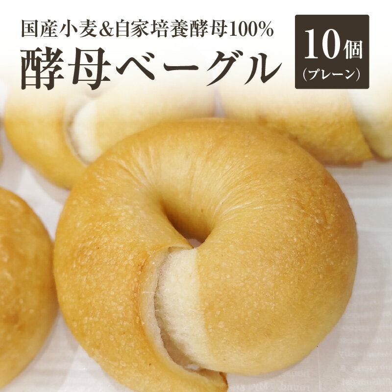 【ふるさと納税】国産小麦＆自家培養酵母100％　酵母ベーグル10個 パン ベーグル 国産 トースト サンドイッチ シンプル 朝食 酵母 オーガニック もちもち 食べやすい ヘルシー 低脂質 低カロリー 身体にやさしい 自然素材 素朴 おやつ 朝食 国産