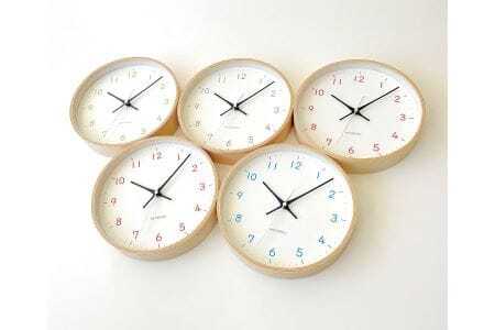 KATOMOKU Plywood clock km-121　木製掛け時計（ライトグリーン）