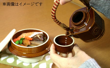 【美濃焼】高田焼 駅弁 容器 セット (アメ色) 茶染つる【まる忠】 土瓶 セット 美濃焼 高田焼 焼き物 お弁当 駅弁 炊き込みご飯 鉄道 釜飯 [TCN021]