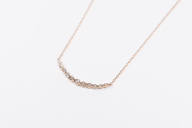 0.3ct K18PGアーチネックレス HY-12