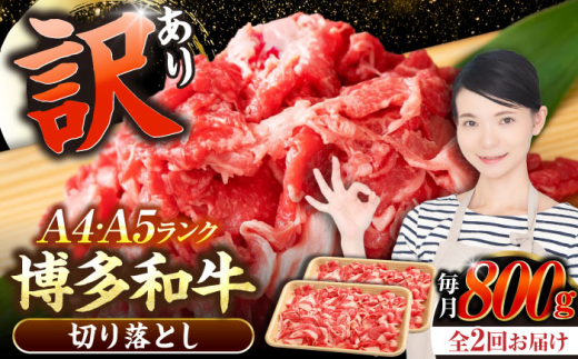 【全2回定期便】【訳あり】【A4〜A5】博多和牛 切り落とし 800g（400g×2個）《豊前市》【株式会社木村食品】[VDZ152] 和牛 国産 牛肉 切り落とし 定期便 2回