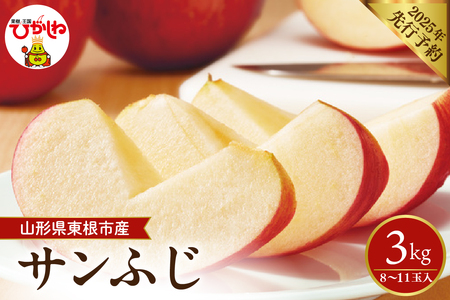 【2025年 先行予約】2025年産 りんご　サンふじ 約3kg (8～11玉入) 山形県 東根市　hi026-012-1　果物 フルーツ くだもの りんご リンゴ 林檎 アップル シャキシャキ 3キロ お試し お取り寄せ グルメ 秋 旬 お取り寄せグルメ 期間限定 産地直産 ご当地 お取り寄せ グルメ 東北 山形県 東根市