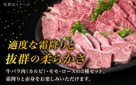【全6回定期便】( まるごと 糸島 ) A4 糸島 黒毛和牛 焼肉/バーベキュー セット 3品 盛り 1500g 入り 糸島市/糸島ミートデリ工房 [ACA285]
