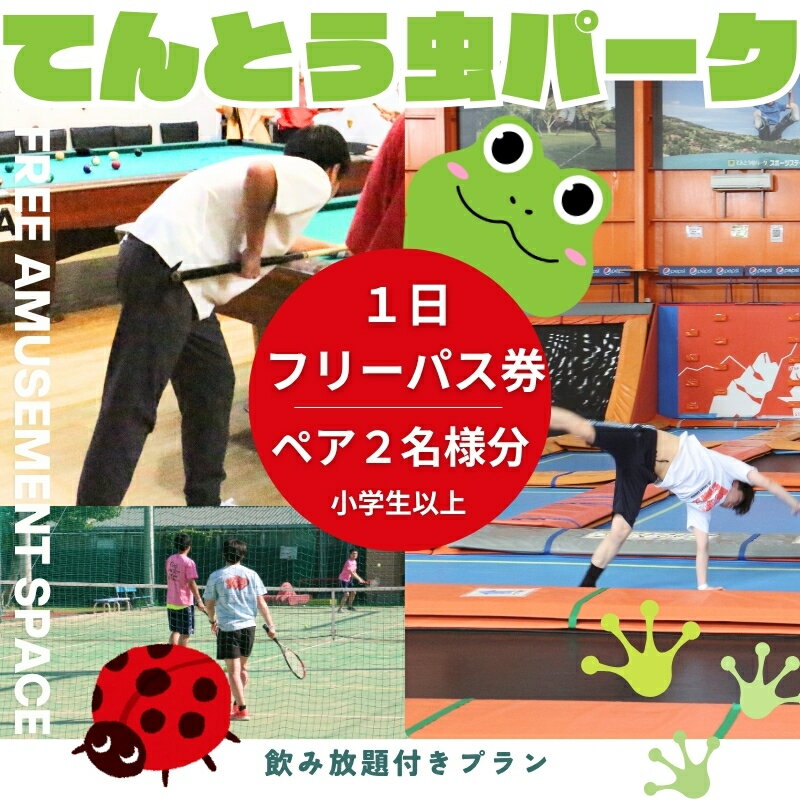 【ふるさと納税】てんとう虫パーク 河内長野店　1日フリーパスご招待ペア（小学生以上2人）