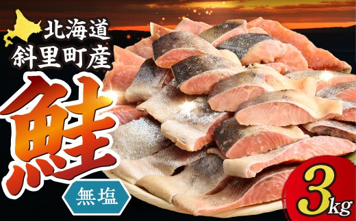 北海道 秋鮭 切身 無塩 天然 無添加 訳あり セット 3kg 焼き鮭 フライ ホイル焼き 冷凍 保存 魚介 さけ さけ切身  切り身 ＜訳あり＞北海道斜里町産　無塩天然秋鮭切身 3kg＜無添加＞