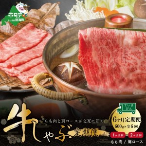 【交互定期便】 黒毛和牛 別海和牛 1・3・5カ月目 モモ 肉 600g 2・4・6か月目 肩ロース 600g 全 6回 しゃぶしゃぶ用（ しゃぶしゃぶ 牛肉 モモ肉 肩ロース セット 黒毛和牛 和牛 別海和牛 北海道 別海町 人気 ふるさと納税 ）