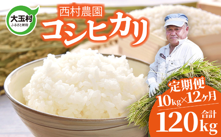 米 定期便 コシヒカリ 120kg ( 10kg × 12ヶ月 ) 《 令和6年 》 福島県 大玉村 西村農園 新米 ｜ こしひかり 精米 定期 12回 コメ ｜ nm-kh10-t12-R6