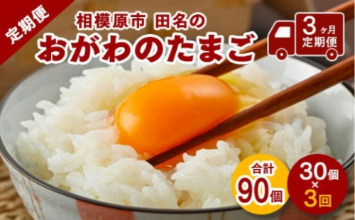 【配送月選択可】相模原市田名のおがわのたまご　ピンク卵 Mサイズ 30個(27個＋割れ補償3個)×3か月| 卵 鶏卵 玉子 たまご 生卵 国産 濃厚 コク 旨味 旨み【3ヶ月定期便】
