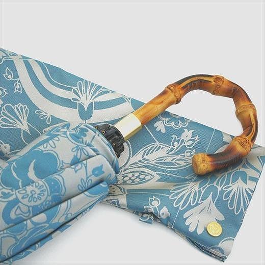 槙田商店【晴雨兼用】折りたたみ傘 kirie 更紗：レイクブルー