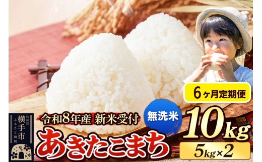 《令和8年産 新米受付》定期便6ヶ月》 米 あきたこまち 10kg（5kg×2袋） 【無洗米】 秋田県産 [新米 先行予約 先行受付 米 コメ 無洗米 あきたこまち おいしい 美味しい]
