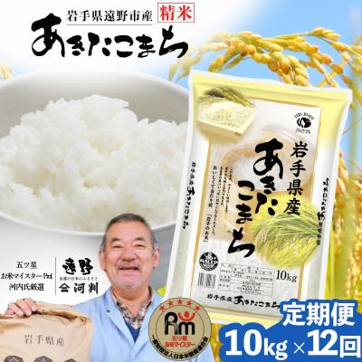 ふるさと納税 遠野市 【毎月定期便】遠野産 あきたこまち 精米 10kg 河判全12回
