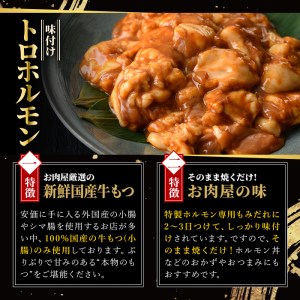 味付けトロホルモン(計2kg・200g×10パック)国産 焼肉 絶品 特Ａランク ホルモン ホルモン焼き 牛肉 味付け トロ 牛トロ モツ 牛モツ 小腸 バーベキュー 冷凍【m25-08】【有限会社T