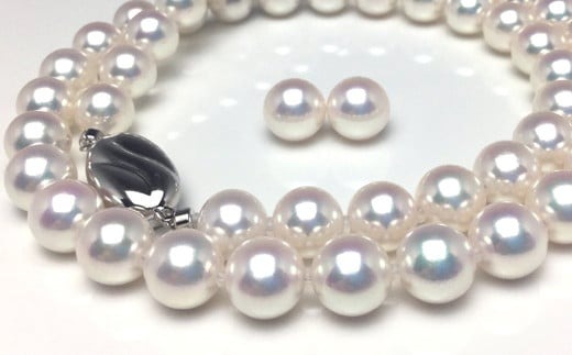 真珠 ネックレス ピアス セット K18 シルバー パール 7.5ミリ ～ 8ミリ あこや アクセサリー ジュエリー 冠婚葬祭 結婚式 葬式 入学式 誕生日 プレゼント アコヤ真珠 / 老舗の真珠専門
