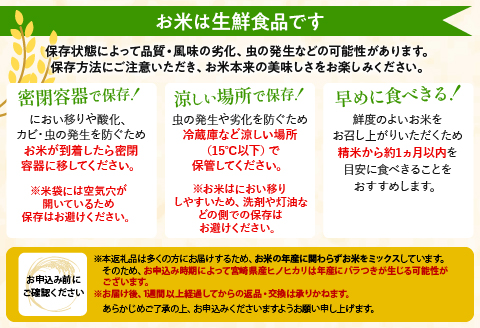 定期便 宮崎産 ヒノヒカリ ブレンド 無洗米 15kg (5kg×3個) ×毎月12回 計180kg