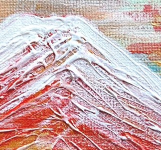 富士山溶岩パワーアート「春雪赤富士」