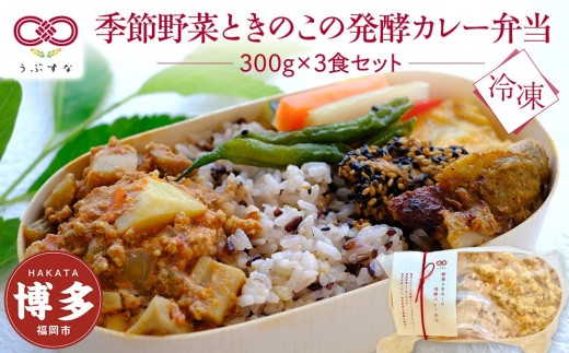 【冷凍】季節野菜ときのこの発酵カレー弁当3食セット　九州　福岡　国産食材　オーガニック