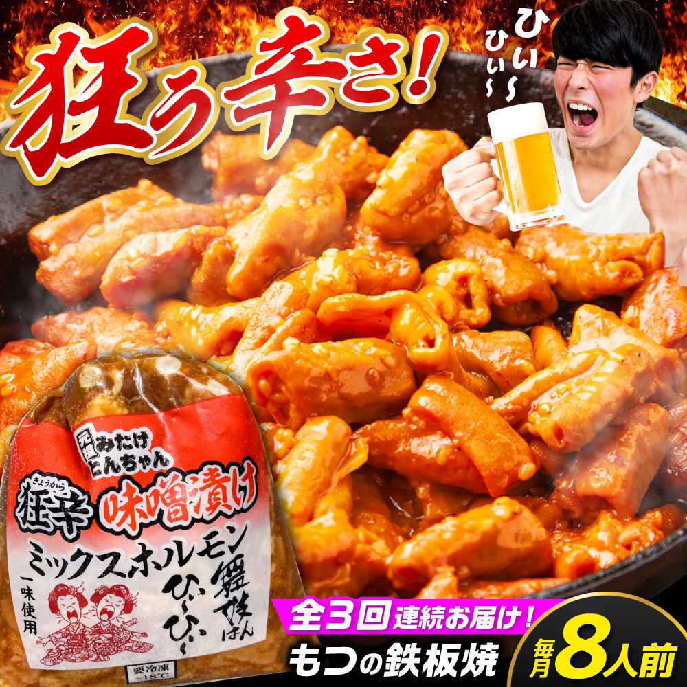 【ふるさと納税】【3回定期便】 「元祖みたけとんちゃん」 狂辛 味噌漬け ミックスホルモン 4袋 / モツ もつ 白もつ ホルモン 辛口 / 御嵩町 / 藤よし[AVAA070]