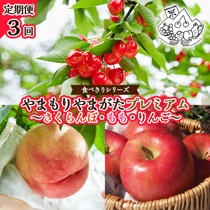 【ふるさと納税】【定期便3回】★食べきりシリーズ★やまもりやまがたプレミアム〜さくらんぼ・もも・りんご〜 【令和7年産先行予約】FU23-704くだもの 果物 フルーツ 山形 山形県 山形市 お取り寄せ 2025年産