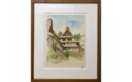 版画 向井潤吉 「檜原村数馬大平」 1993年 エディションナンバー付 額装 美術 アート 絵画 インテリア_0058-006-se4