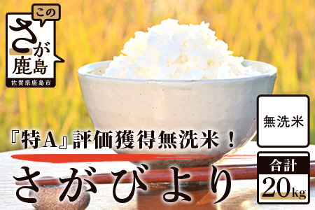 佐賀県産 厳選 さがびより（無洗米）白米 ２０kg  D-144