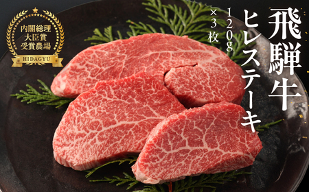 年末発送【2025年12月22日～28日発送】飛騨牛ヒレステーキ 120g×3枚　国産 牛肉 ブランド牛 赤身 ステーキ ギフト 贈答 ヒレ 牛 飛騨牛 年内発送 年内配送【冷凍】【22-18nt】