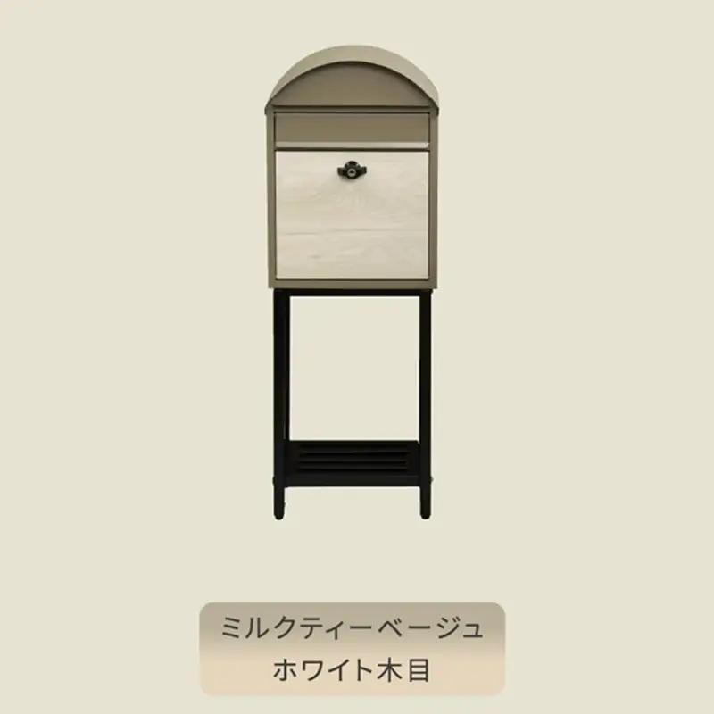 スタンドポスト Simon シモン【ミルクティーベージュ/ホワイト木目】《 ポスト 郵便ポスト 郵便受け スタンド 工事不要 玄関 屋外 シンプル おしゃれ 北欧デザイン 》【2505N16704_0