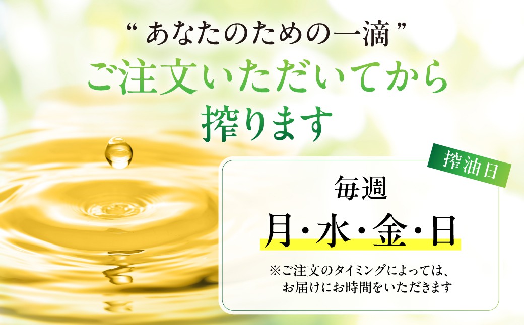 
                  飛騨生搾りえごま油 100g2本セット | ご注文後に搾油するので新鮮搾りたて 国産 新鮮 オメガ３ α-リノレン酸 低温圧搾 無添加 飛騨えごま本舗 CD010VP
                